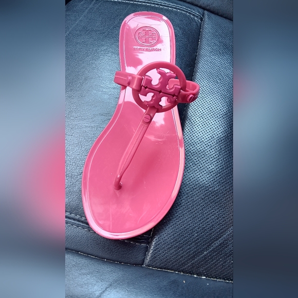 Tory Burch Women's Size 8 Mini Miller Jelly Logo Thong Sandals Pink - Picture 4 of 4